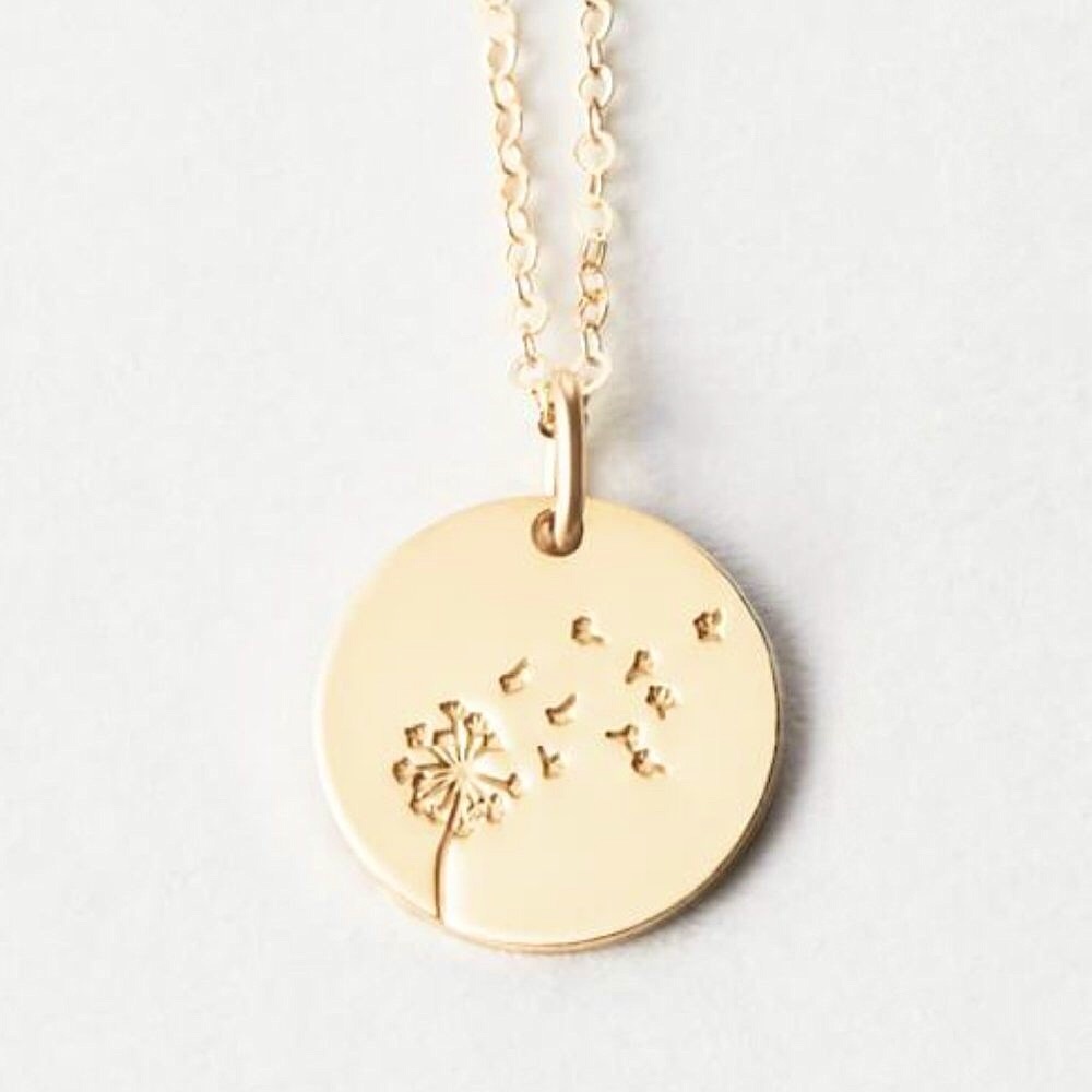 Dandelion Wish Minimal Boho Flora Charm Necklace